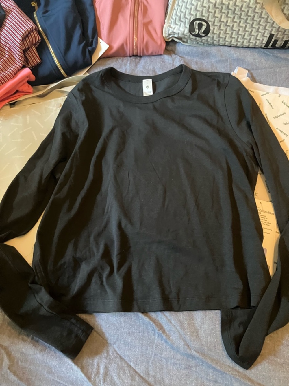 NWT Lululemon Classic-Fit cotton-Blend Long Sleeve, Sz 6, BLACK